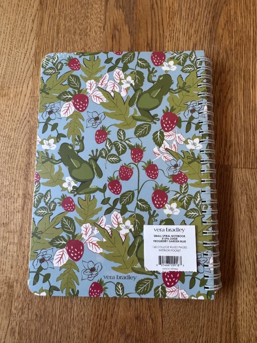 Vera Bradley Small Notebook Frogberry Garden Blue NWT